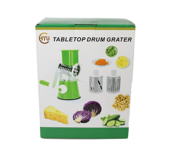 Manual Tabletop Drum Grater | 3 in 1 Shredder Slicer